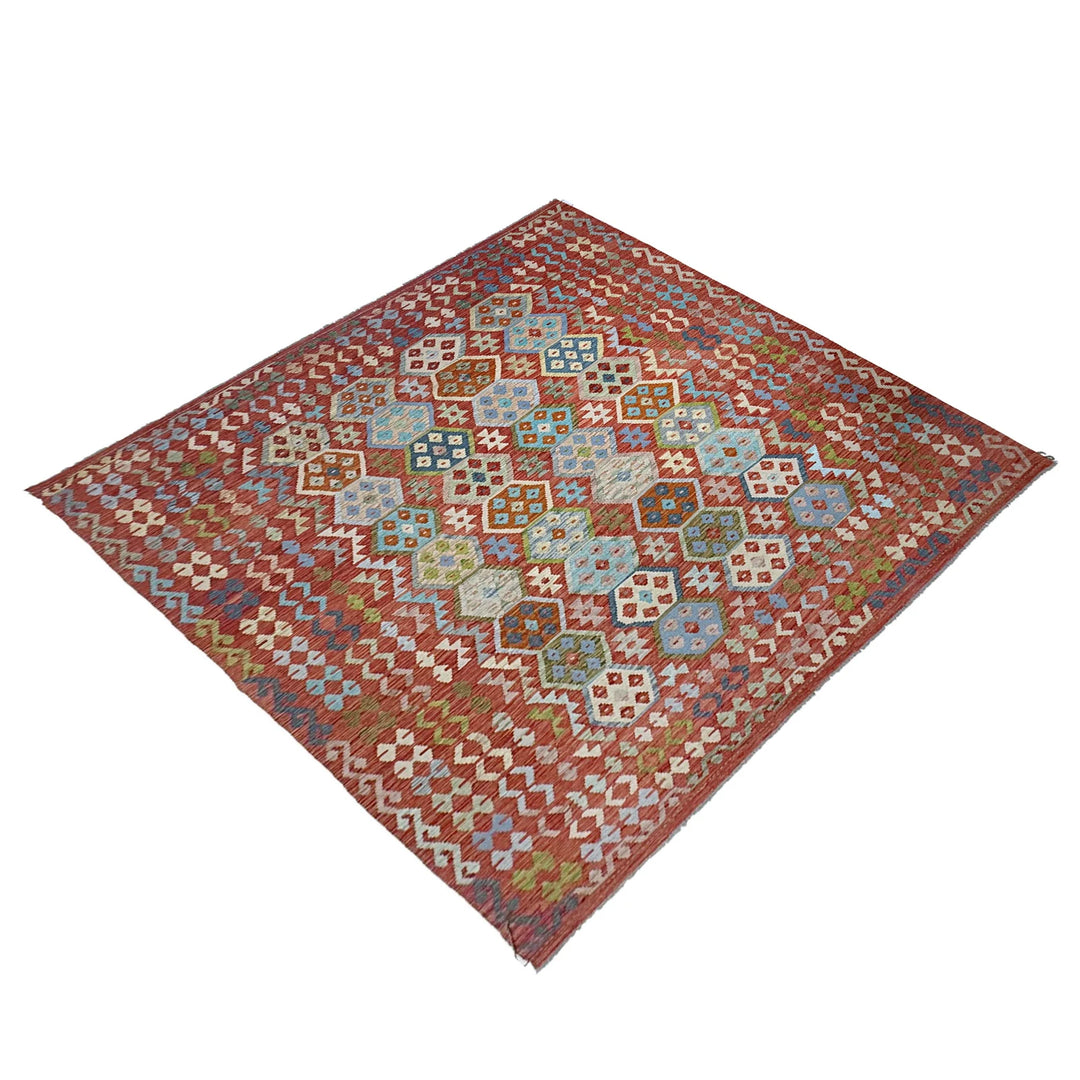 Afghan Vegetable Kilim Rug 8' 0" x 10' 0" Flat-Weave | No. AL525116