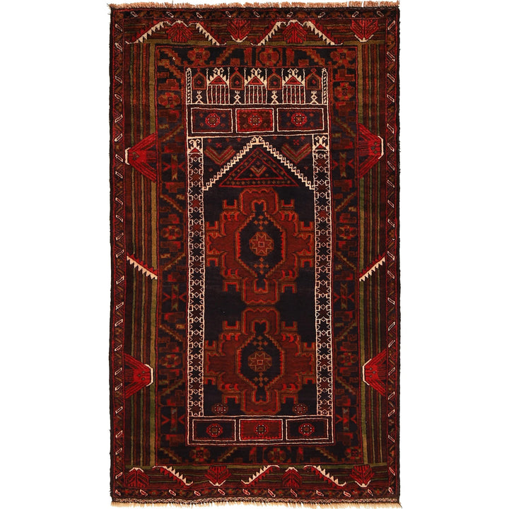 Afghan Prayer Rug 2' 11" x 5' 2" Hand-Knotted | No. AL52535