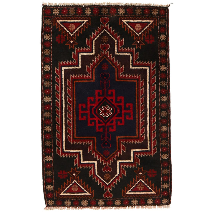 Afghan Baluchi Rug 2' 8" x 4' 1" Hand-Knotted | No. AL52612