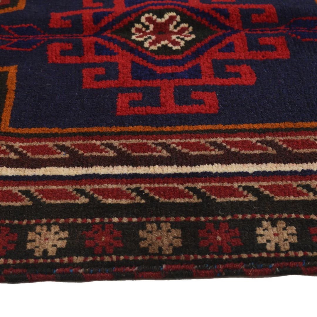 Afghan Baluchi Rug 2' 8" x 4' 1" Hand-Knotted | No. AL52612
