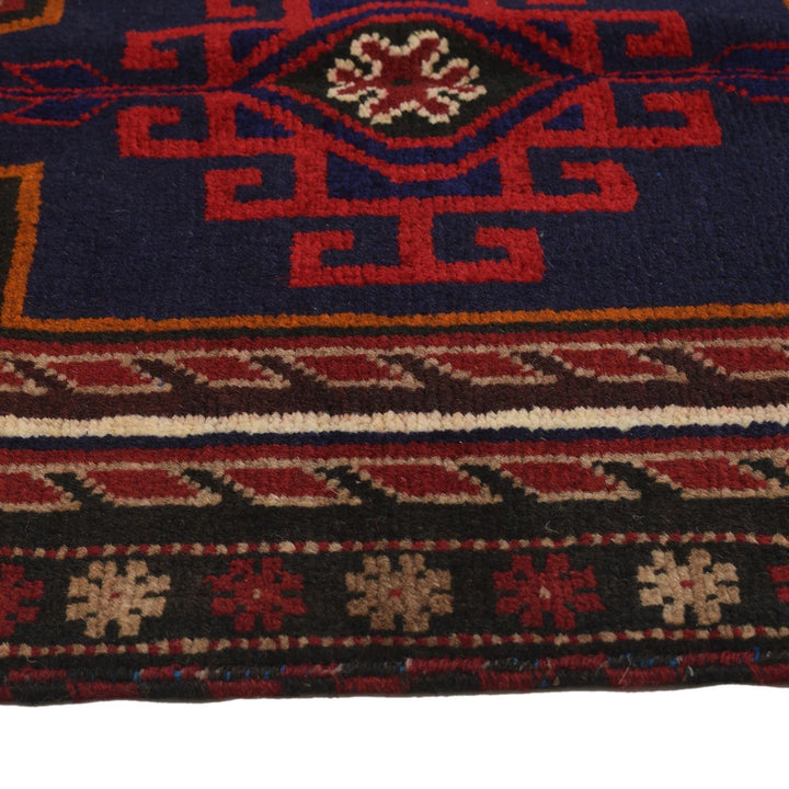 Afghan Baluchi Rug 2' 8" x 4' 1" Hand-Knotted | No. AL52612