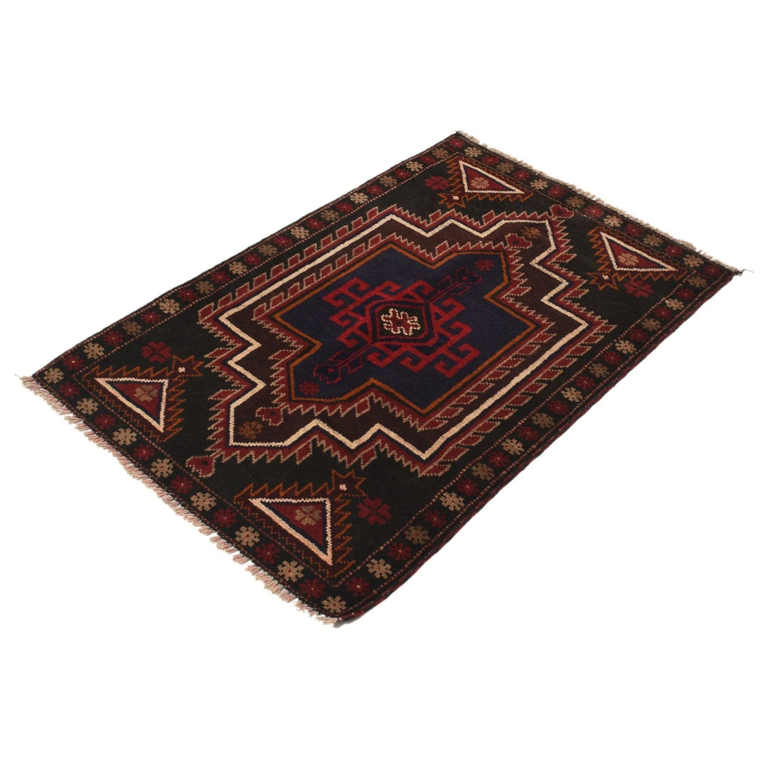 Afghan Baluchi Rug 2' 8" x 4' 1" Hand-Knotted | No. AL52612