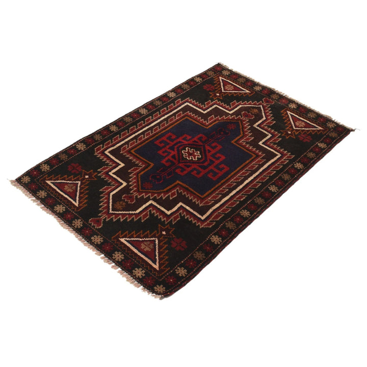 Afghan Baluchi Rug 2' 8" x 4' 1" Hand-Knotted | No. AL52612