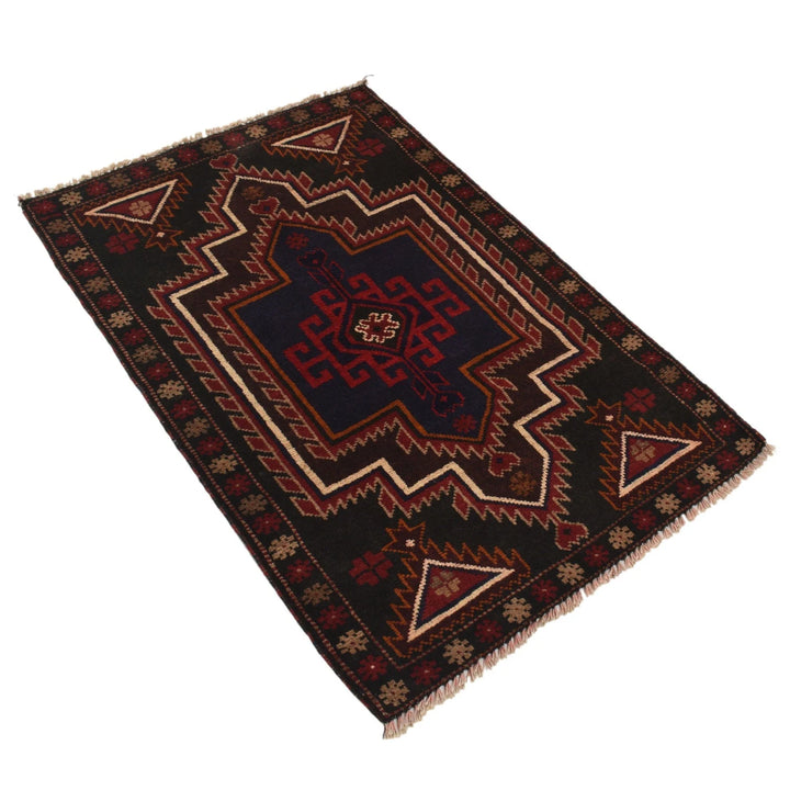 Afghan Baluchi Rug 2' 8" x 4' 1" Hand-Knotted | No. AL52612