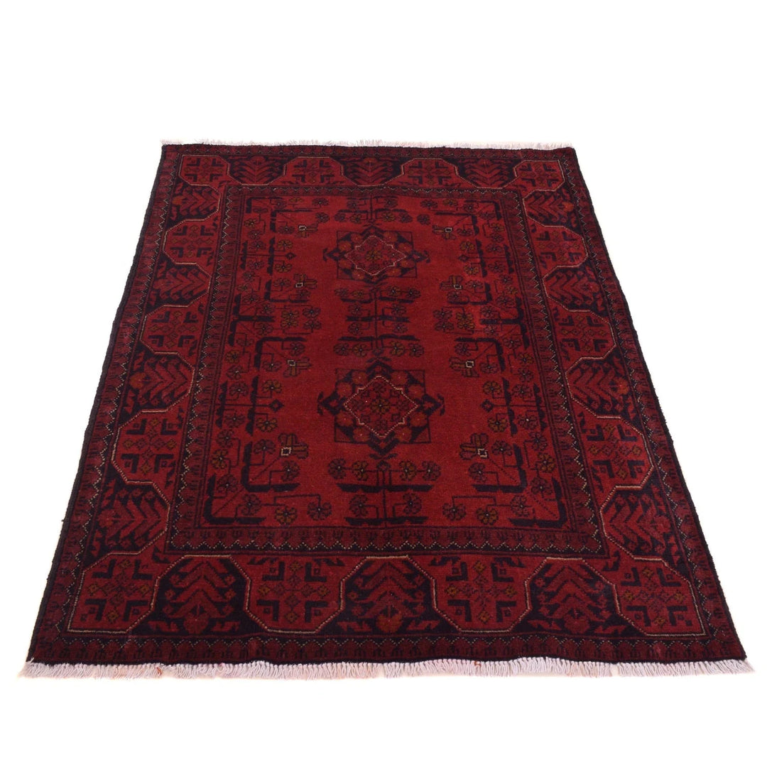 Red Afghan Khal Mohammadi Rug 3' 4" x 4' 11" Hand-Knotted | No. AL52622