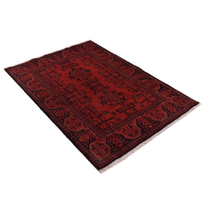 Red Afghan Khal Mohammadi Rug 3' 4" x 4' 11" Hand-Knotted | No. AL52622