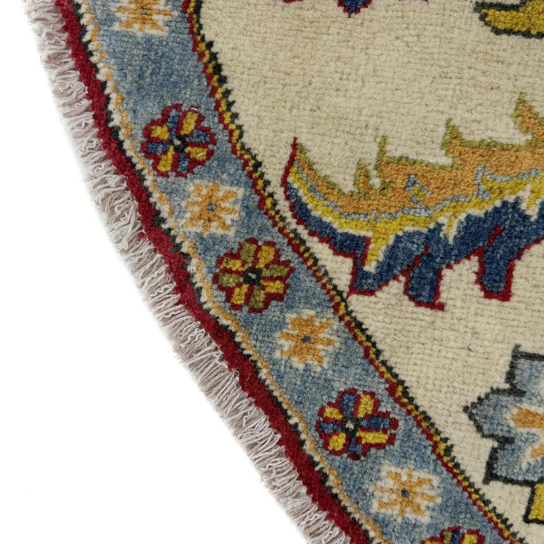 Red Afghan Kazak Rug 7' 10" x 7' 7" Hand-Knotted | No. AL52640