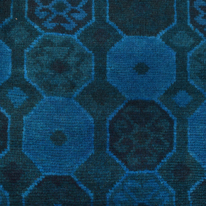 Blue Afghan Overdye Rug 3' 4" x 4' 9" Hand-Knotted | No. AL52648