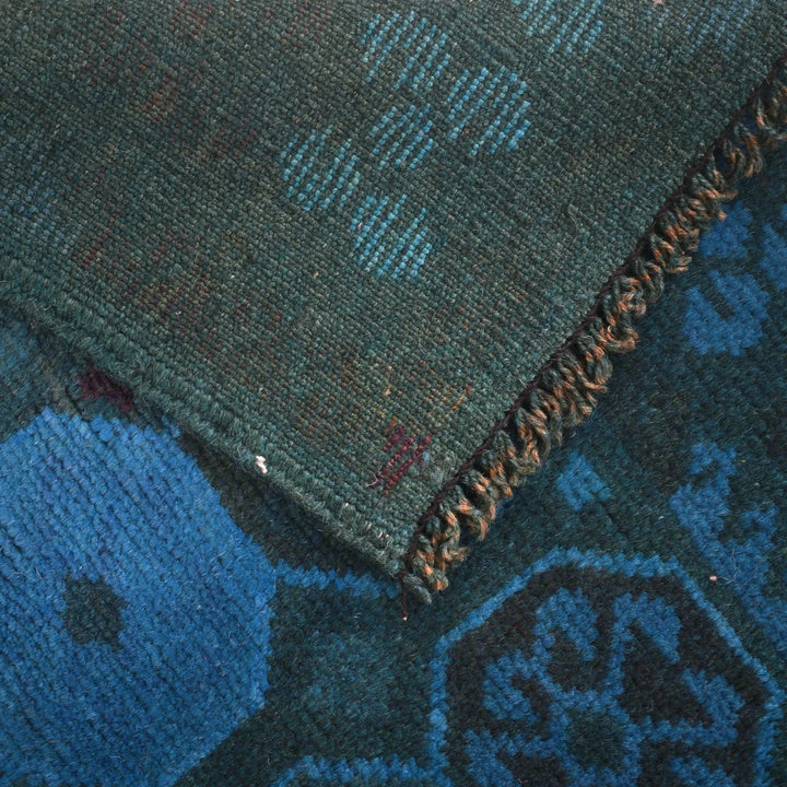 Blue Afghan Overdye Rug 3' 4" x 4' 9" Hand-Knotted | No. AL52648