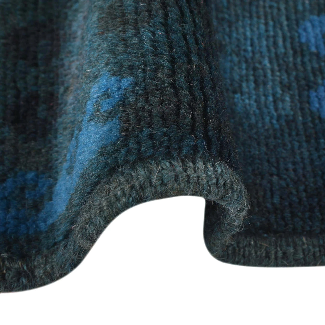 Blue Afghan Overdye Rug 3' 4" x 4' 9" Hand-Knotted | No. AL52648