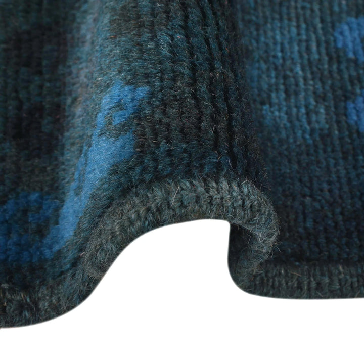 Blue Afghan Overdye Rug 3' 4" x 4' 9" Hand-Knotted | No. AL52648