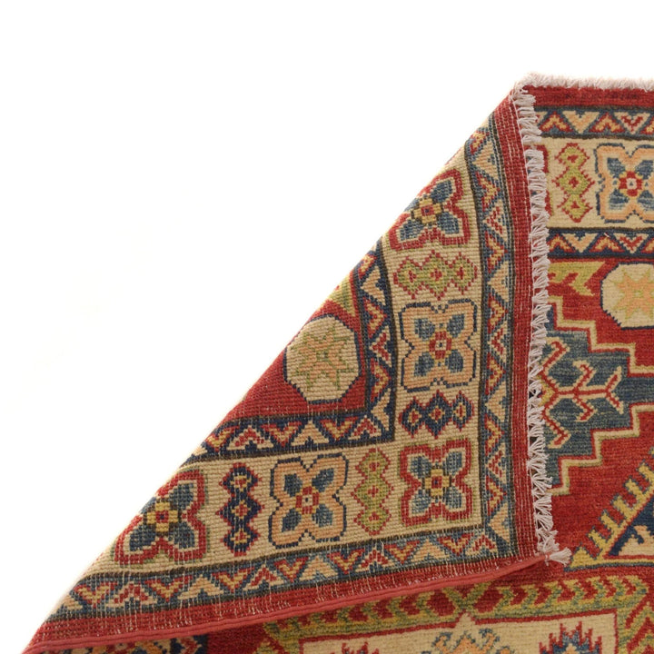 Red Afghan Kazak Rug 2'8" x 4'2" Hand-Knotted | No. AL52661
