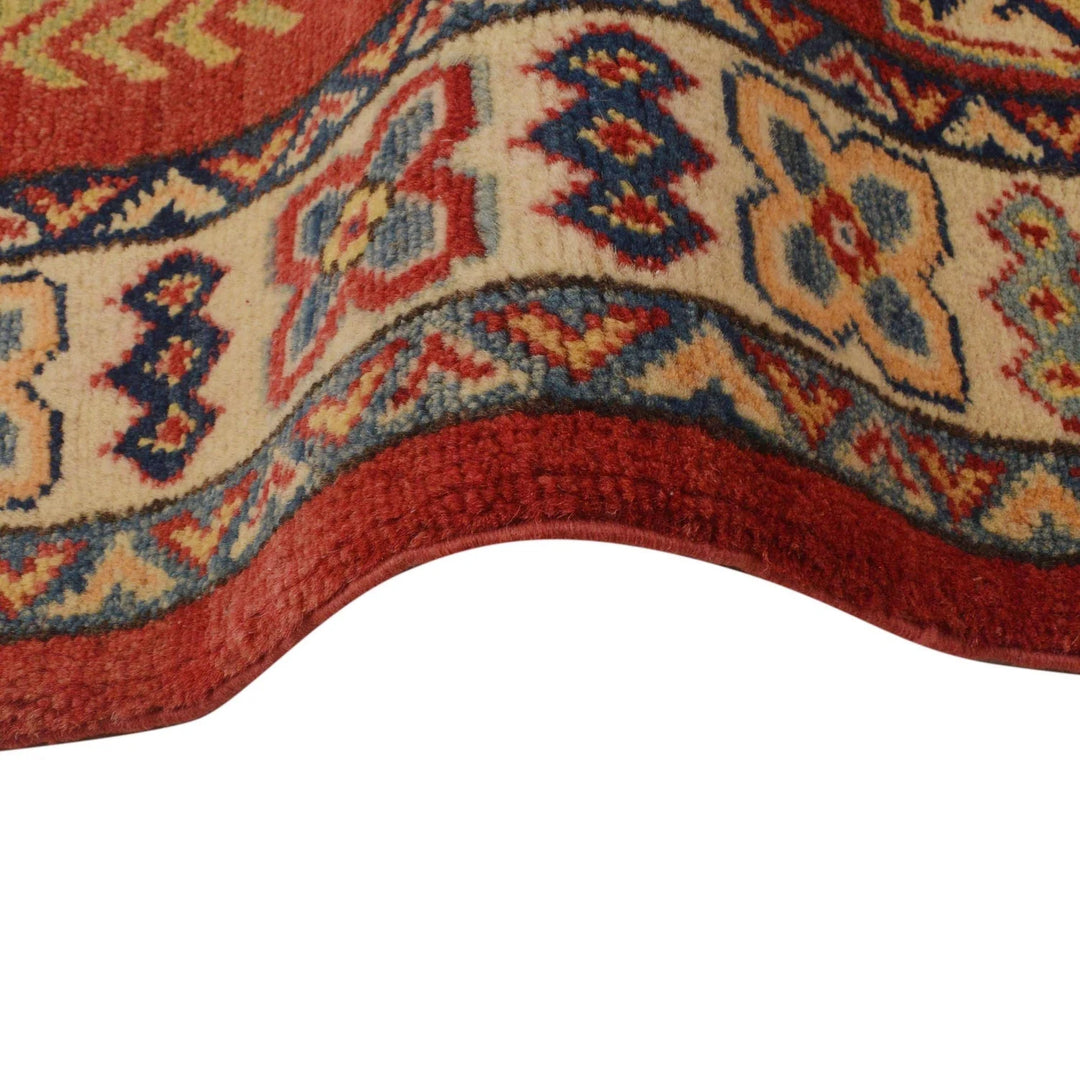 Red Afghan Kazak Rug 2'8" x 4'2" Hand-Knotted | No. AL52661