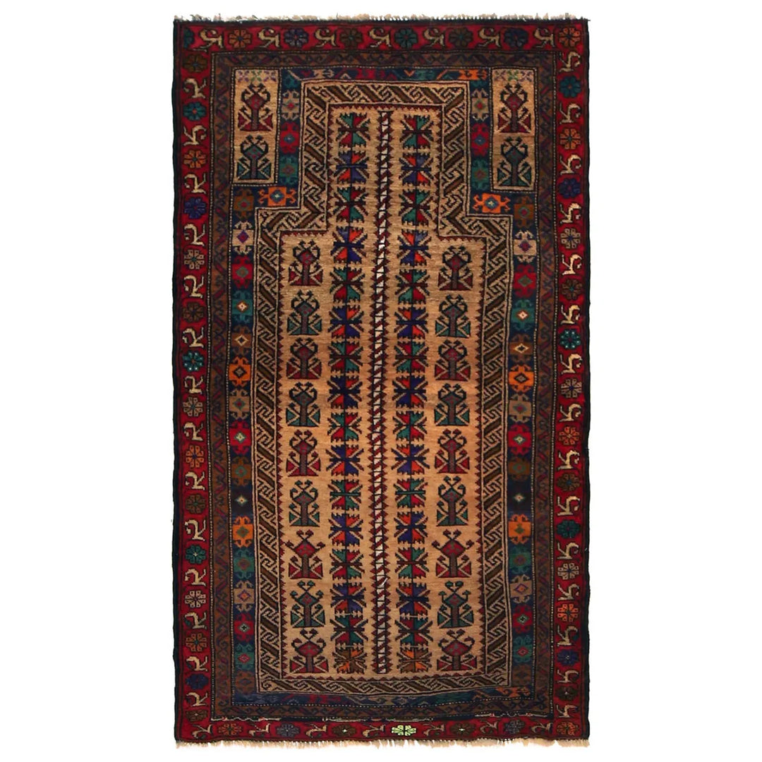 Afghan Prayer Rug 2' 8" x 4' 8" Hand-Knotted | No. AL52664