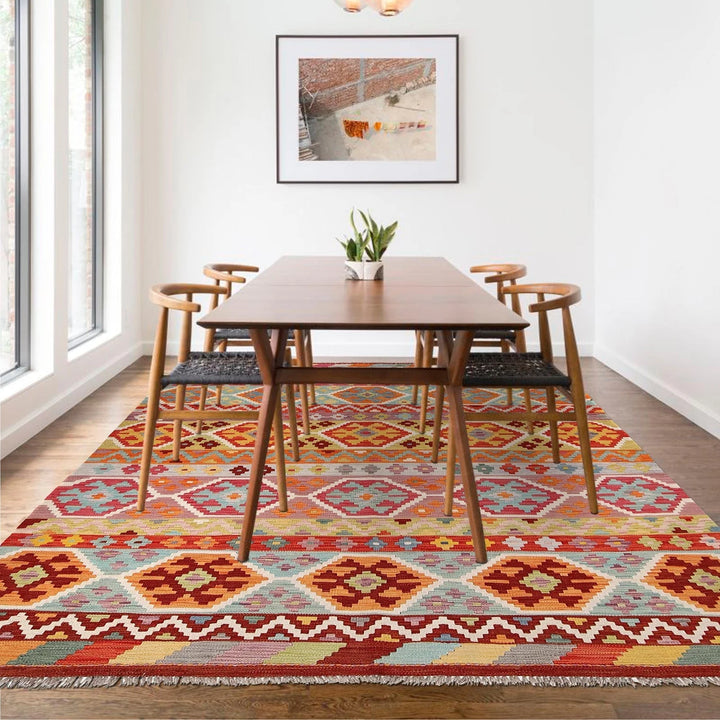 Afghan Kilim Rug 5'9" x 8'4" Flat-Weave | No. AL52711