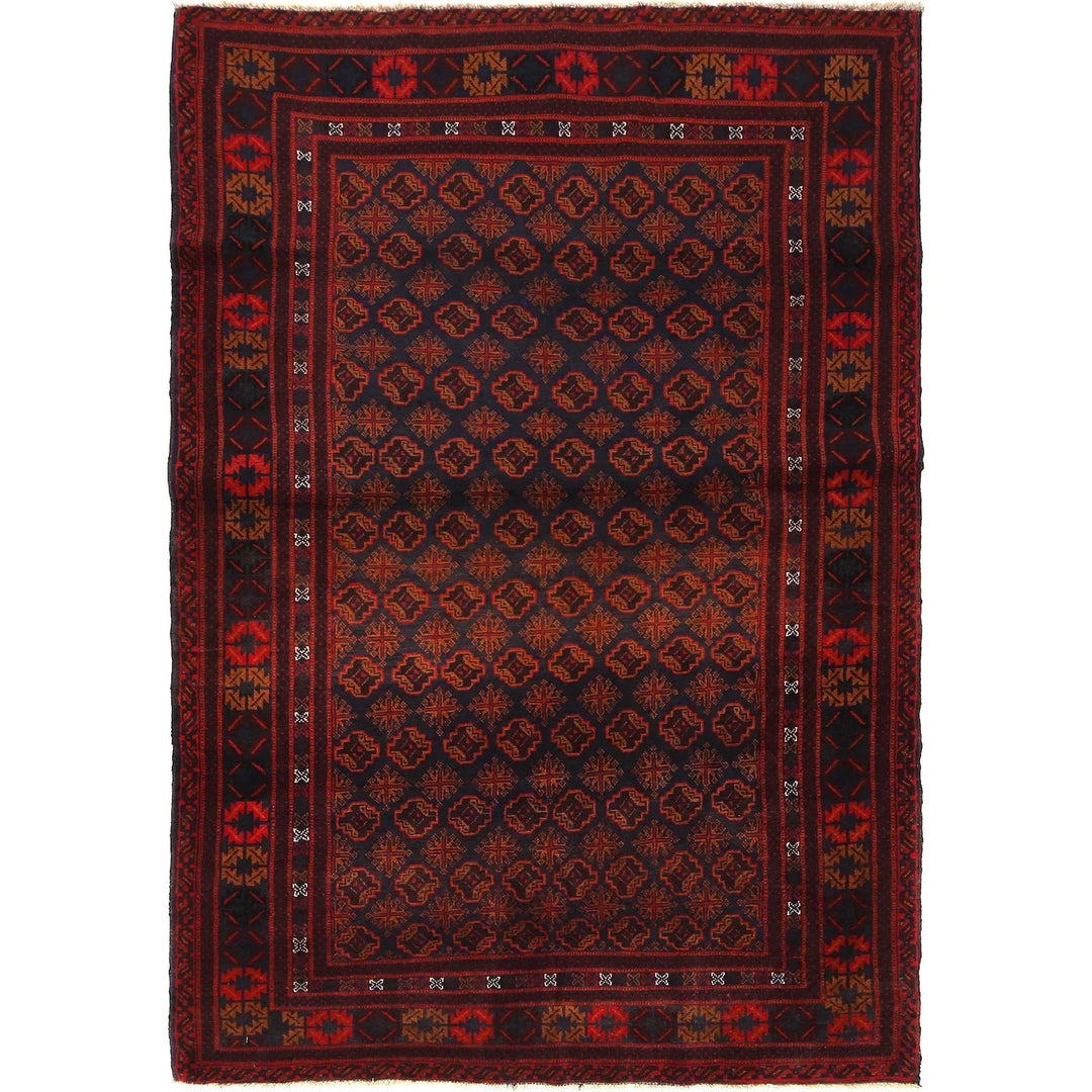 Afghan Baluchi Rug 4' 9" x 7' 9" Hand-Knotted | No. AL52732