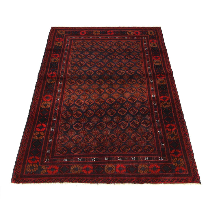 Afghan Baluchi Rug 4' 9" x 7' 9" Hand-Knotted | No. AL52732