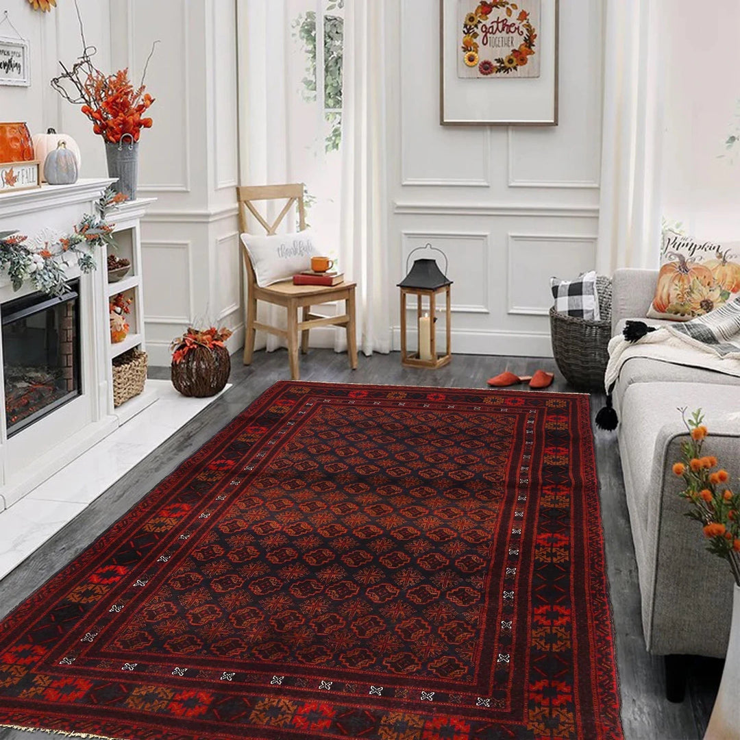 Afghan Baluchi Rug 4' 9" x 7' 9" Hand-Knotted | No. AL52732