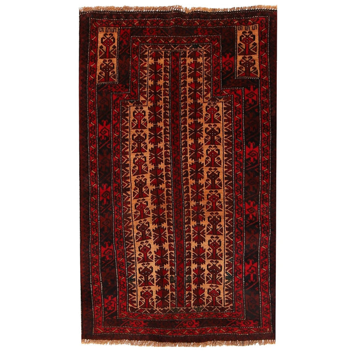 Afghan Prayer Rug 2' 7" x 4' 2" Hand-Knotted | No. AL52752