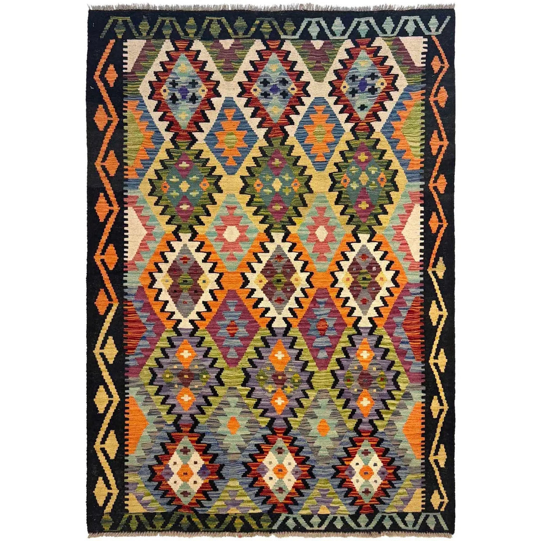 Afghan Kilim Rug 4' 1" x 6' 1" Flat-Weave | No. AL52759