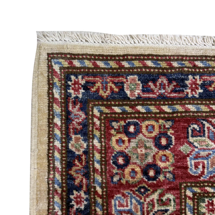 Beige Afghan Kazak Rug 5' 9" x 7' 8" Hand-Knotted | No. AL52782