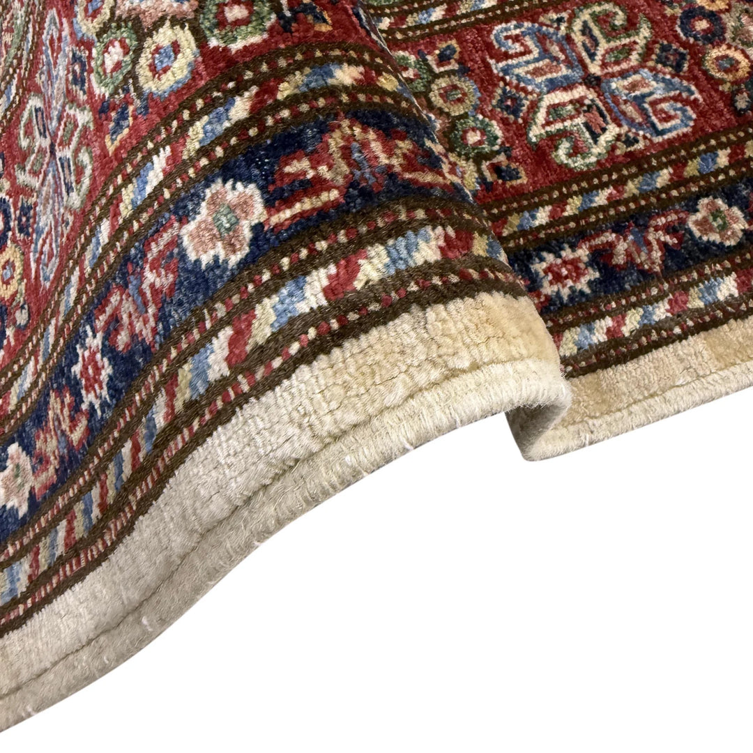 Beige Afghan Kazak Rug 5' 9" x 7' 8" Hand-Knotted | No. AL52782