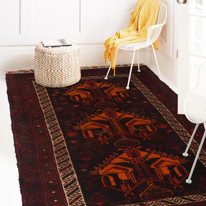 Afghan Baluchi Rug 2' 9" x 4' 7" Hand-Knotted | No. AL52840