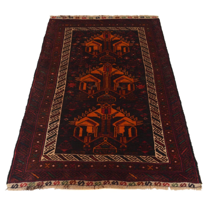 Afghan Baluchi Rug 2' 9" x 4' 7" Hand-Knotted | No. AL52840