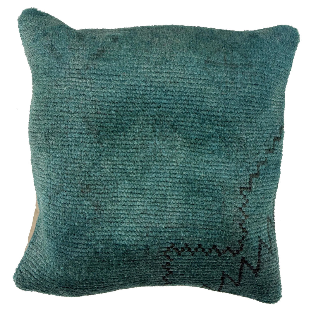 Blue Afghan Overdyed Cushion Cover 1' 5" x 1' 4" Hand-Knotted | No. AL528715