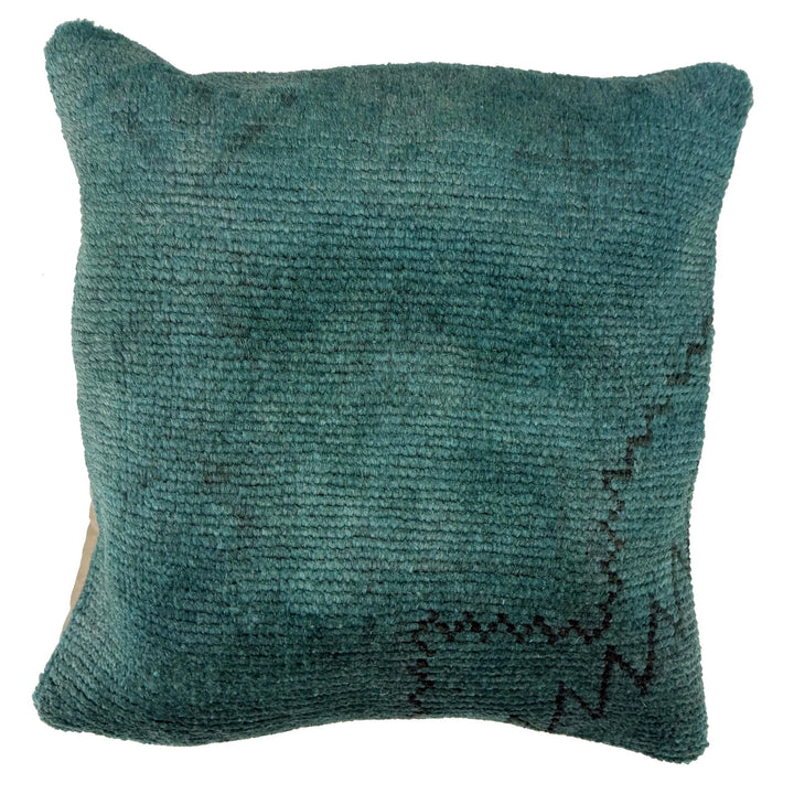 Blue Afghan Overdyed Cushion Cover 1' 5" x 1' 4" Hand-Knotted | No. AL528715