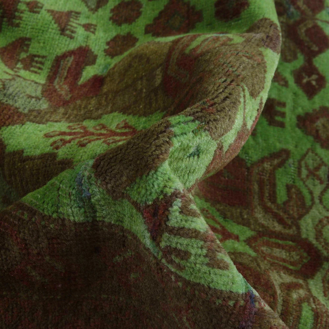 Green Pakistani Overdye Rug 3' 11" x 5' 7" Hand-Knotted | No. AL52964