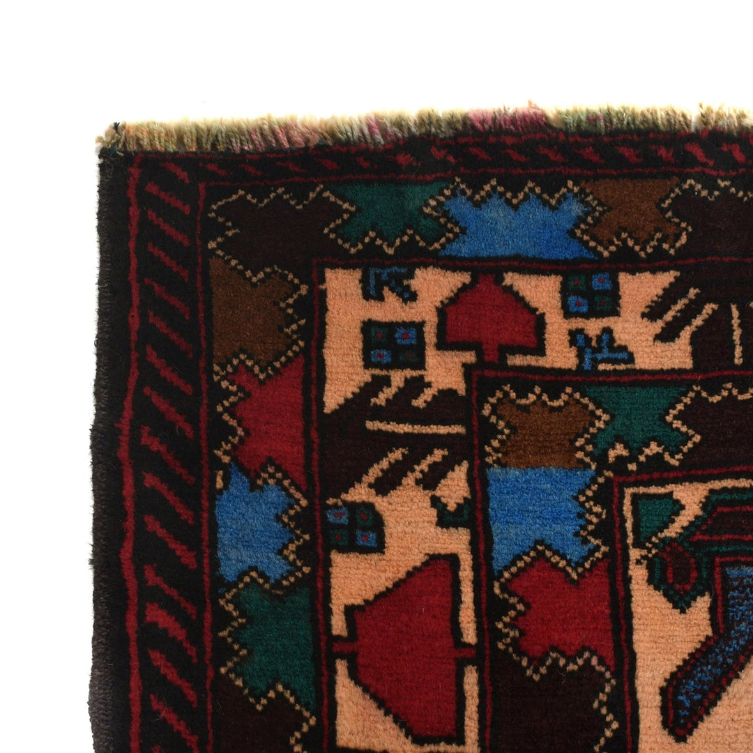 Afghan Baluchi Rug 2' 11" x 4' 10" Hand-Knotted | No. AL52969