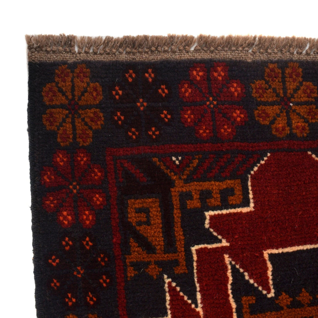 Red Afghan Baluchi Rug 3' 8" x 6' 2" Hand-Knotted | No. AL52974