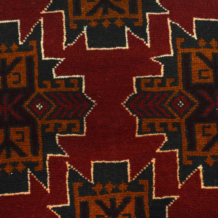 Red Afghan Baluchi Rug 3' 8" x 6' 2" Hand-Knotted | No. AL52974