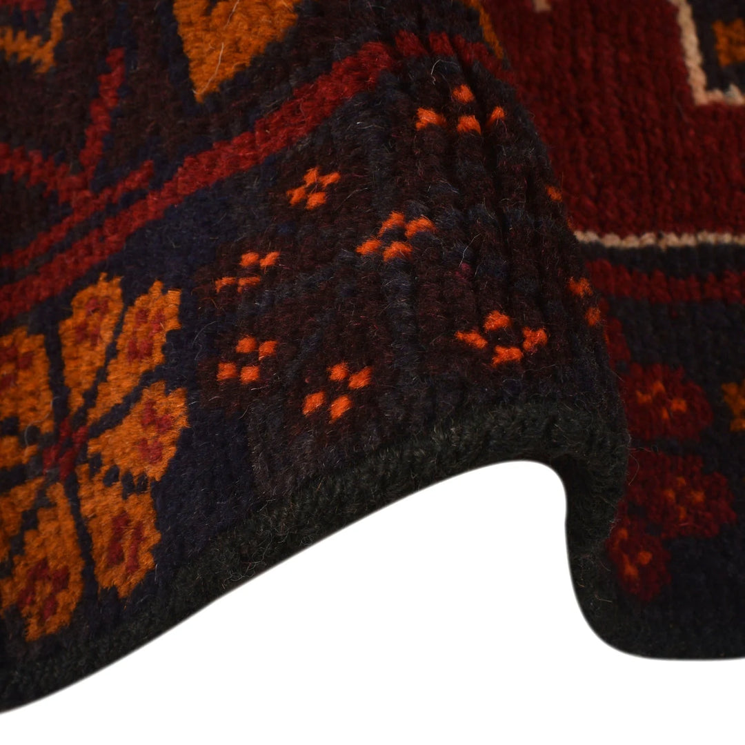 Red Afghan Baluchi Rug 3' 8" x 6' 2" Hand-Knotted | No. AL52974