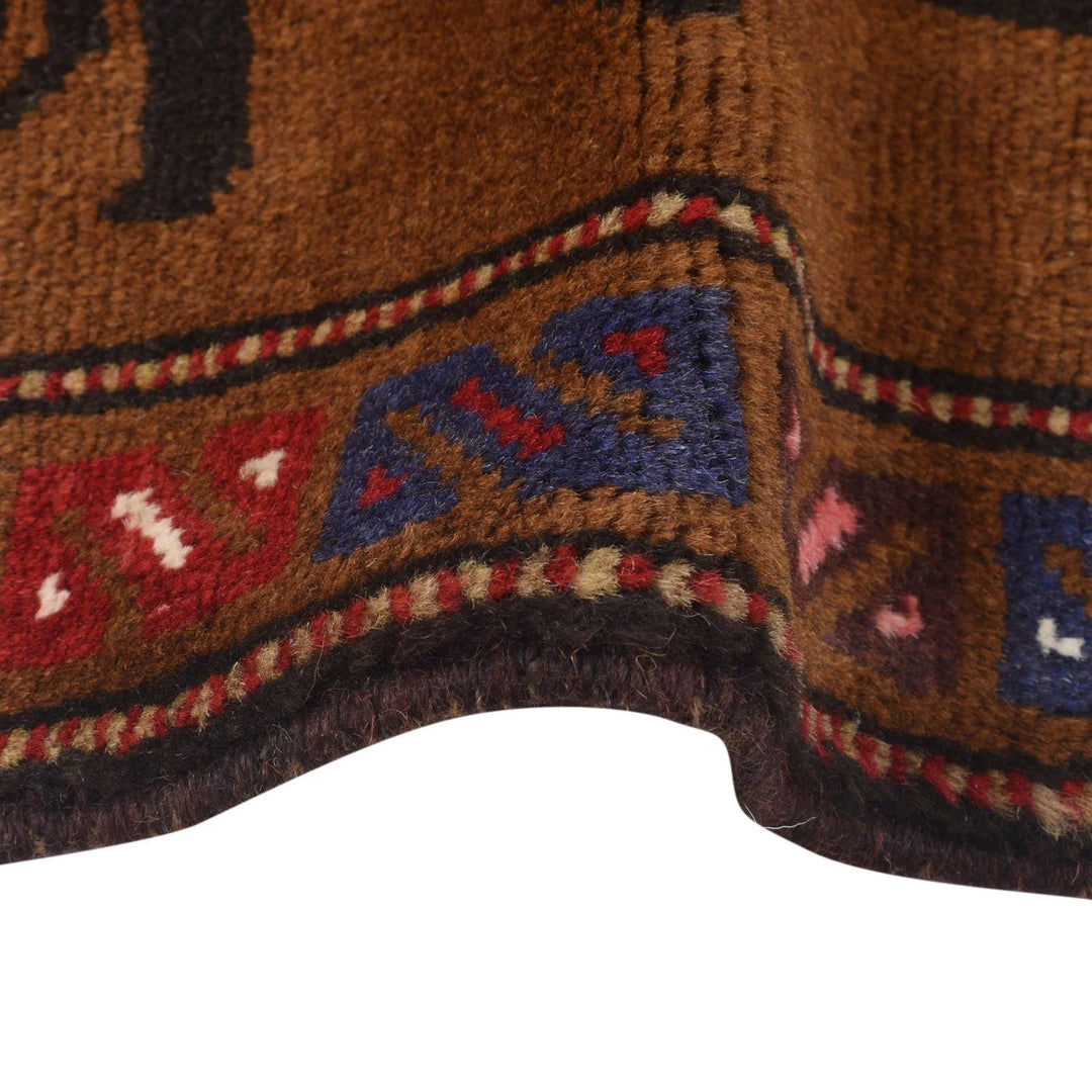Brown Afghan War Rug 3' 3" x 4' 9" Hand-Knotted | No. AL52990