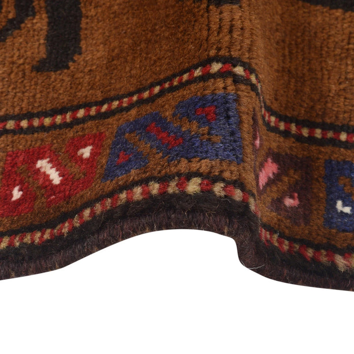 Brown Afghan War Rug 3' 3" x 4' 9" Hand-Knotted | No. AL52990