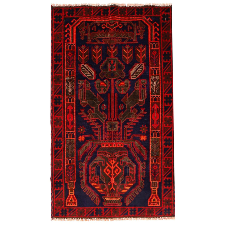 Navy Afghan Baluchi Rug 2' 10" x 4' 9" Hand-Knotted | No. AL53046