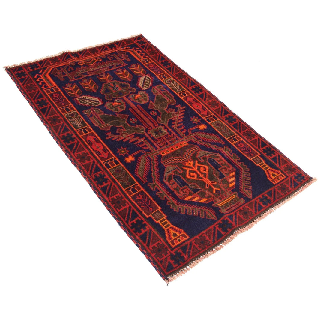 Navy Afghan Baluchi Rug 2' 10" x 4' 9" Hand-Knotted | No. AL53046
