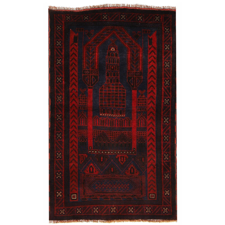 Afghan Prayer Rug 3' 0" x 4' 8" Hand-Knotted | No. AL53053