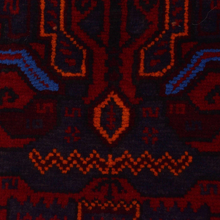 Red Afghan Baluchi Rug 2' 10" x 4' 4" Hand-Knotted | No. AL53118