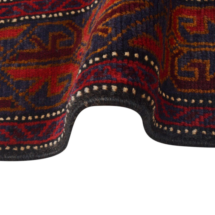 Red Afghan Baluchi Rug 2' 10" x 4' 4" Hand-Knotted | No. AL53118