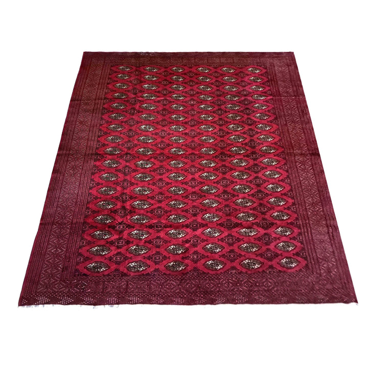 Deep Red Afghan Bokhara Rug 10' 0" x 11' 11" Hand-Knotted | No. AL531886