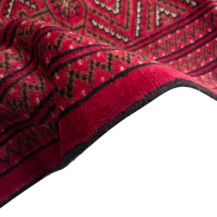 Deep Red Afghan Bokhara Rug 10' 0" x 11' 11" Hand-Knotted | No. AL531886