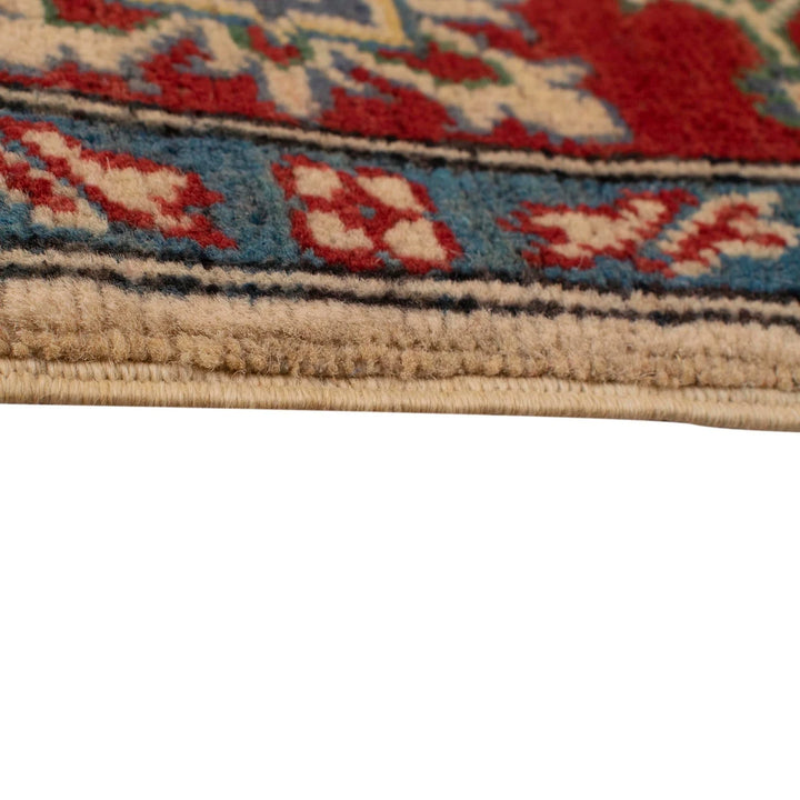Ivory Afghan Kazak Rug 5'1" x 6'5" Hand-Knotted | No. AL53196