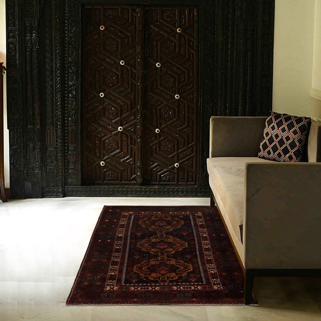 Afghan Baluchi Rug 4' 7" x 6' 10" Hand-Knotted | No. AL53217