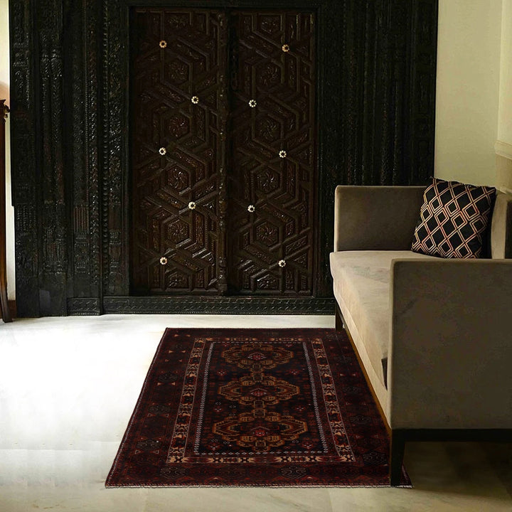 Afghan Baluchi Rug 4' 7" x 6' 10" Hand-Knotted | No. AL53217