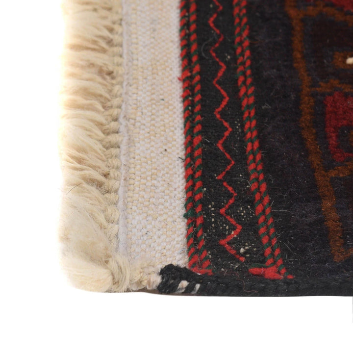 Black Afghan Baluchi Rug 2' 11" x 4' 8" Hand-Knotted | No. AL53221