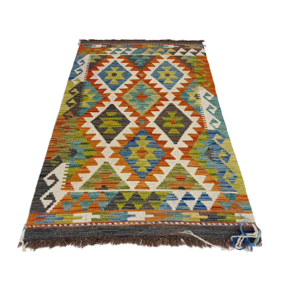 Afghan Vegetable Kilim Rug 2' 5" x 4' 1" Flat-Weave | No. AL532396