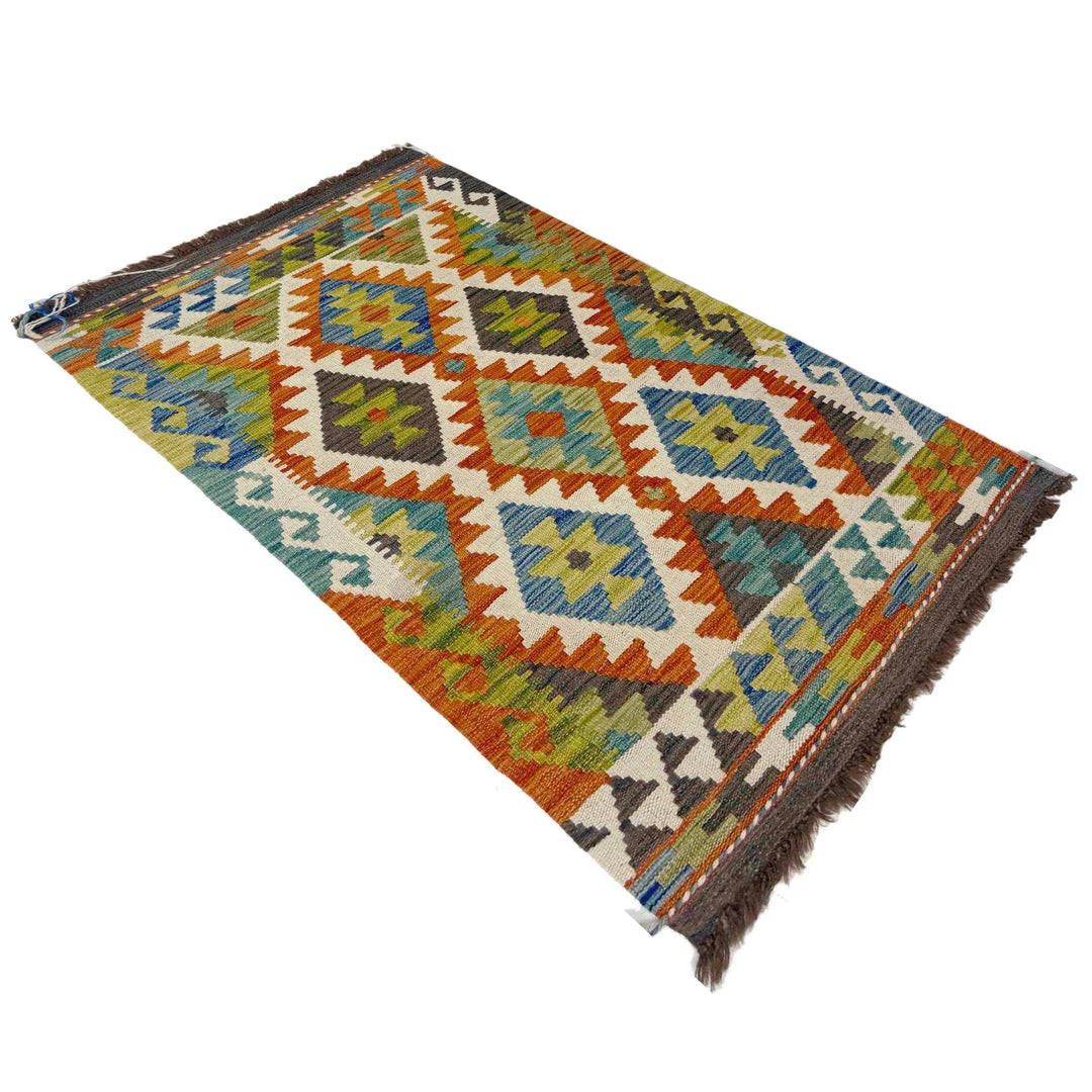 Afghan Vegetable Kilim Rug 2' 5" x 4' 1" Flat-Weave | No. AL532396